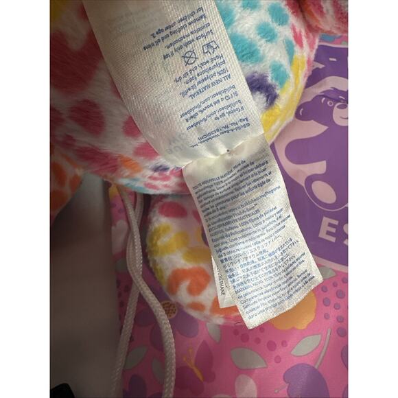 17" Build A Bear Rainbow Tie Dye Leopard Kitty Cat Plush Stuffed Toy With Bag - Picture 7 of 9